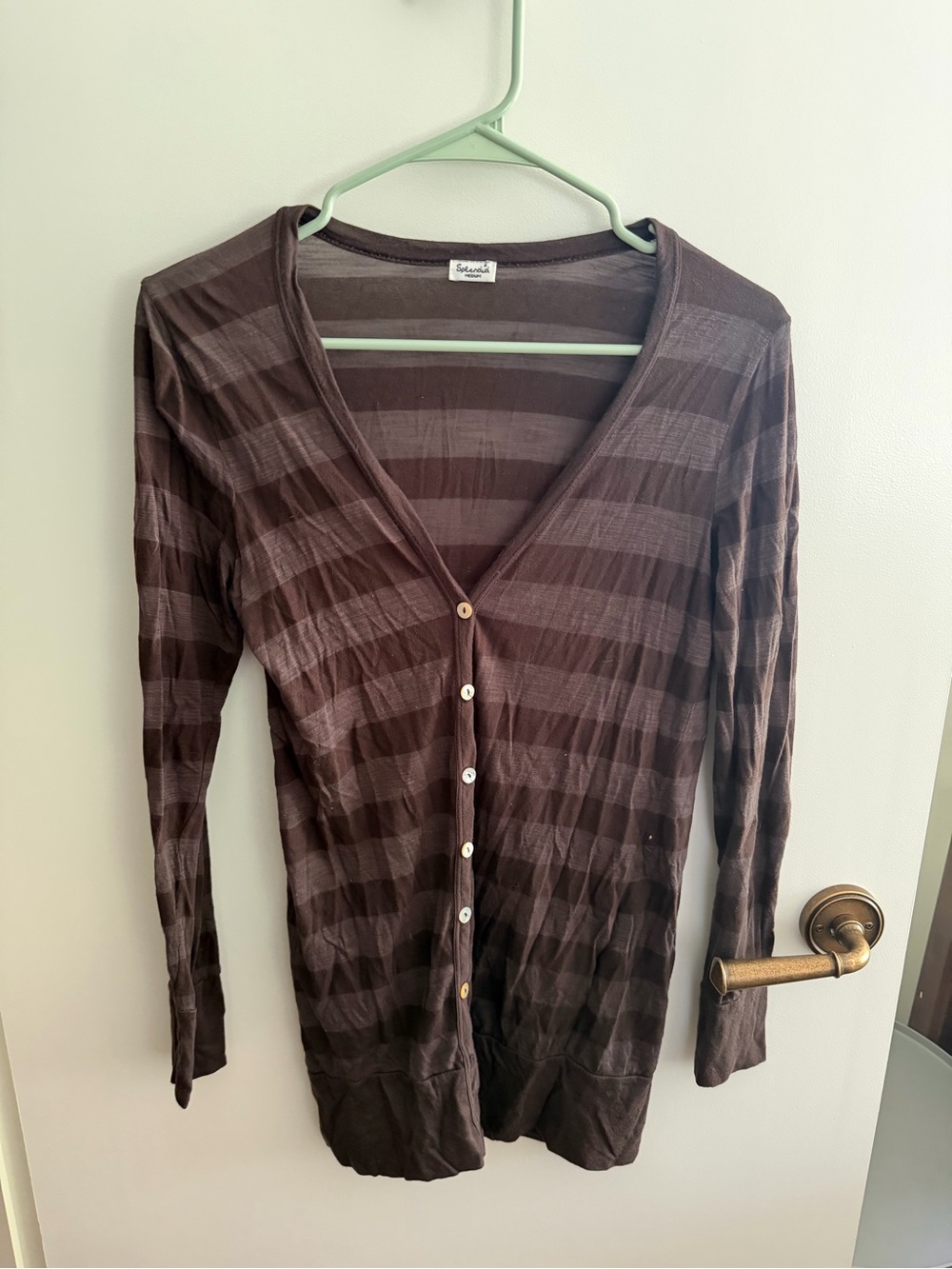 Splendid Brown Striped Lightweight Button Cardigan